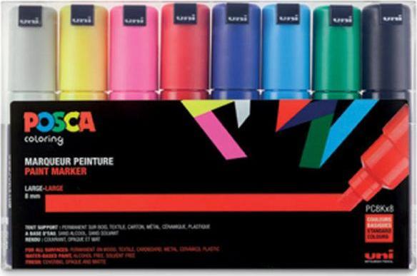Actual product image Posca Marker PC-8K Keilspitze (Multicolor, 8 mm, 8 x)