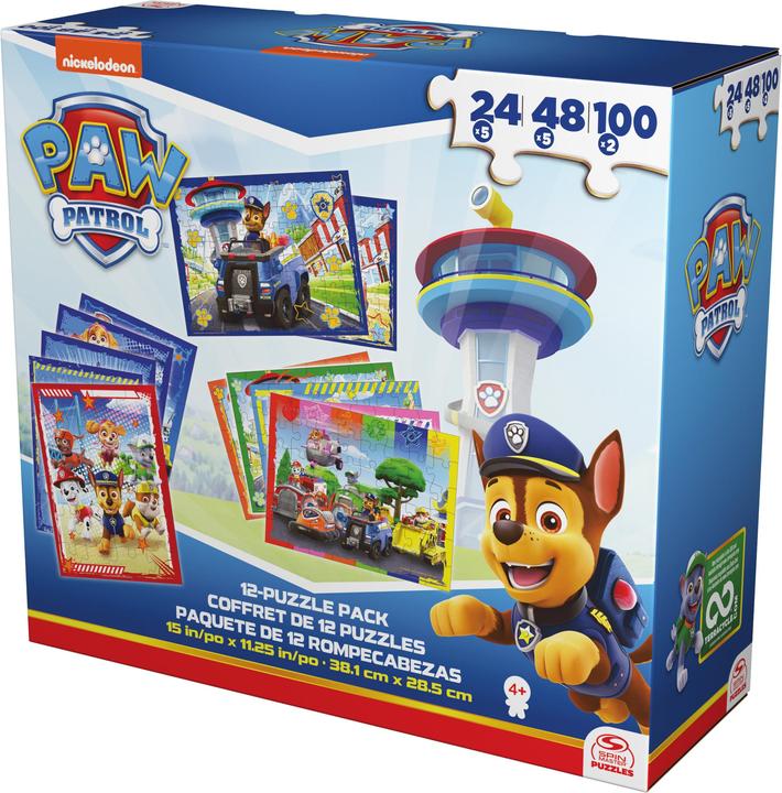 Produktbild Spin Master Paw Patrol, 12-Puzzle-Sammlung 24-teilig 48-teilig 100-teilig Kinder-Puzzles Chase Marshall Skye Eve (12 Teile)