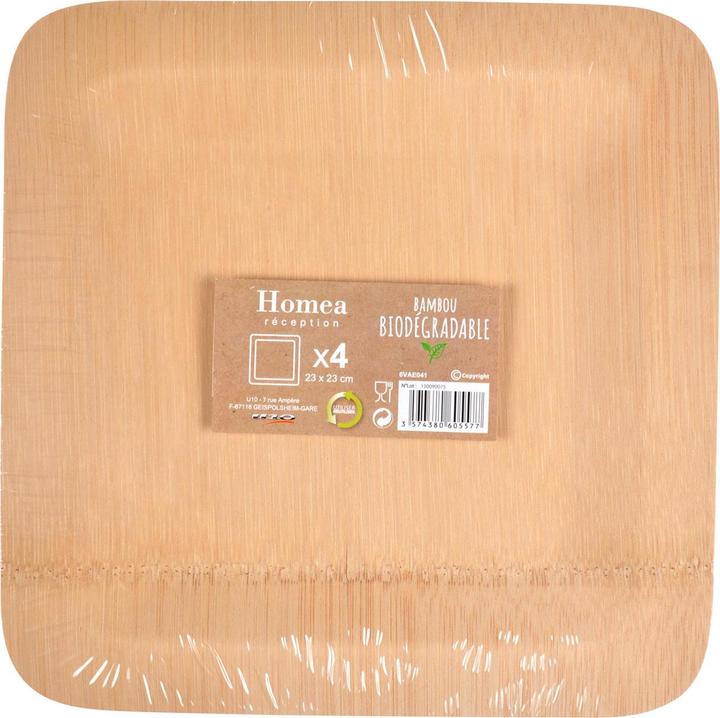Immagine prodotto Natura Punto Piatti usa e getta in bambù, quadrati, set da 4 (4 x)