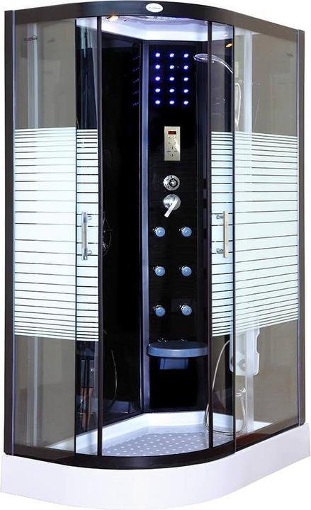 Home Deluxe Steam shower with waterfall MANTA BLACK XL steam sauna, 120x80x220cm - Left