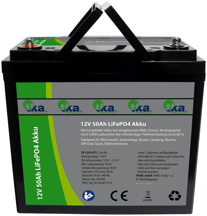 Produktbild TKA LiFePO4-Akku, 12 V, 50 Ah / 640 Wh (12.80 V, 50 Ah)