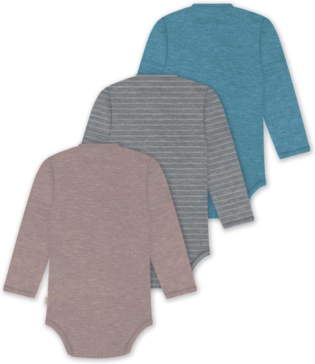 Actual product image Normani Set of 3 baby body wrap long sleeve toddler bodysuit made from merino wool - 9357 (74)