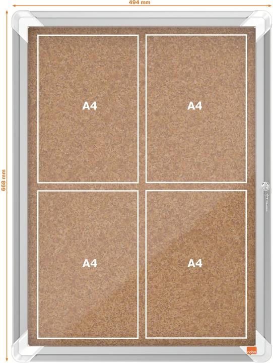 Actual product image Nobo Lockable Notice Board Premium Plus Indoor Cork (Bulletin board, 21 x 30 cm)