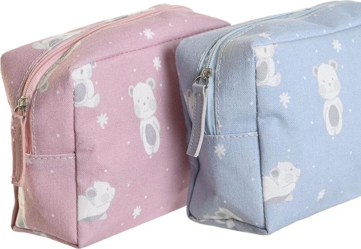 Produktbild DKD Home Decor Reise-Toilettentasche Blau Weiss grün Rosa polialgodon osos 15 x 6 x 12 cm (2 Stück)