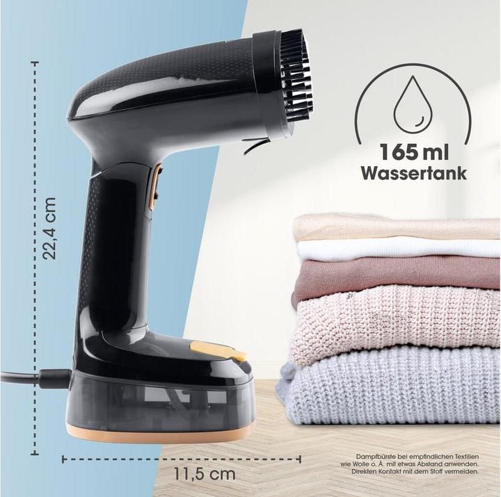 Actual product image CleanMaxx Dampfbürste 2-in-1 – 1600W schwarz 165 ml Tank (1600 W, 20 g/min)