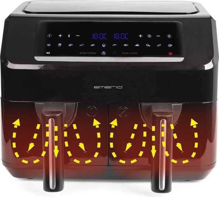 Immagine prodotto Emerio Friggitrice ad aria calda, Smart Fryer, 3.6+3.6L, Cool touch