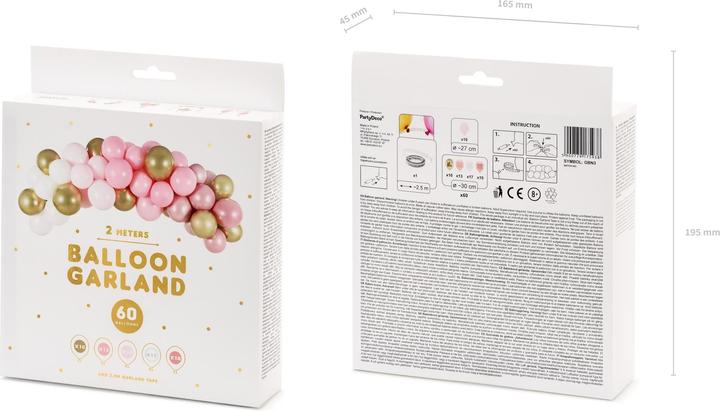 Produktbild Partydeco Bogen aus Luftballons in Rosa und Gold (60 x)