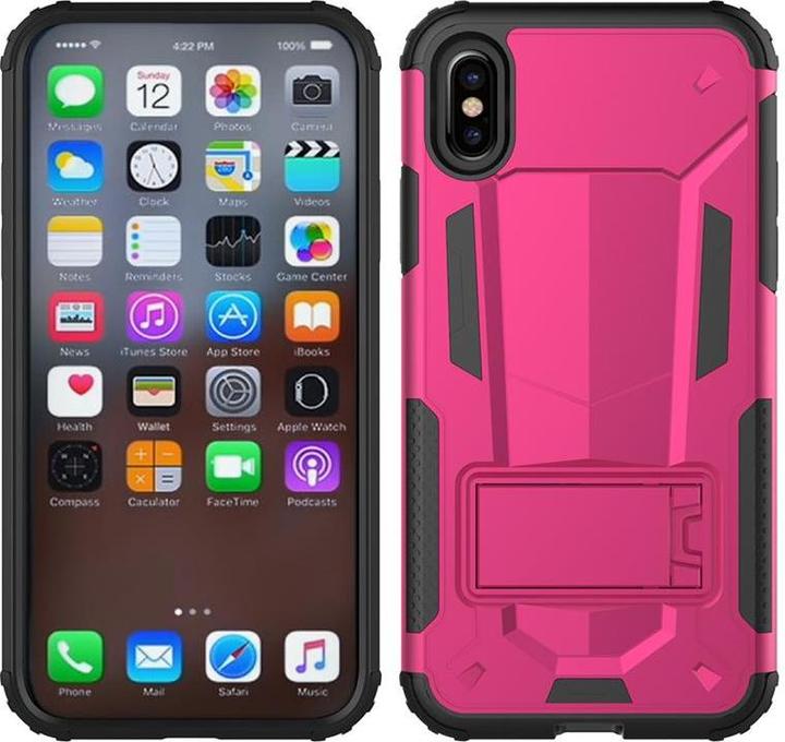 Image du produit Zizo Hybrid Transformer Cover - Étui blindé pour iPhone X avec support (Rose chaud/Noir) (Apple iPhone X)