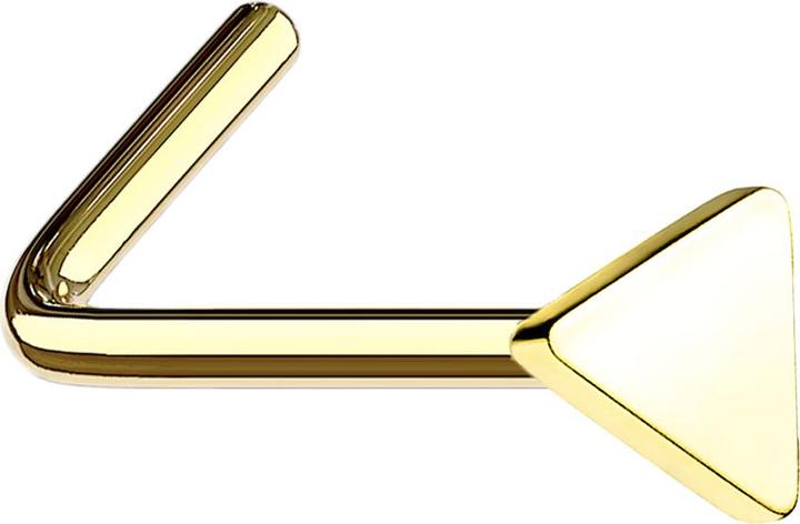 Star Piercing Nasenstecker gewinkelt vergoldet mit Dreieck (Chirurgenstahl 316L, ohne Messing)