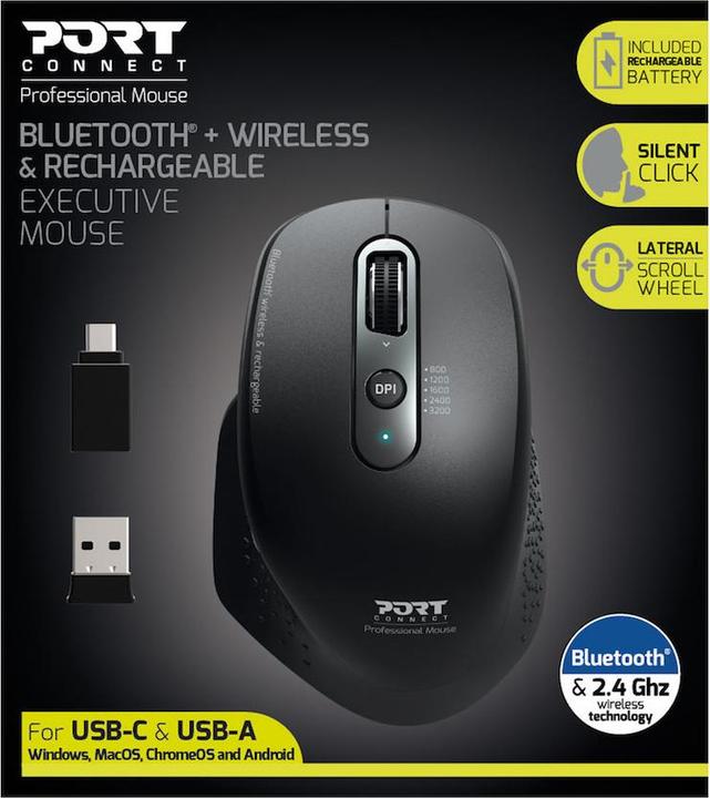 Image du produit Port Designs 900716 Souris droite RF sans fil + Bluetooth Optique 3200 DPI (Sans fil)
