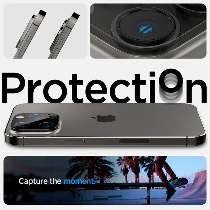Actual product image Spigen Optik.Tr Camera iPhone 14 Pro/14 Pro Max Lens 2szt./2pcs czarny/black AGL05273 (2 Piece, Apple iPhone 11 Pro)