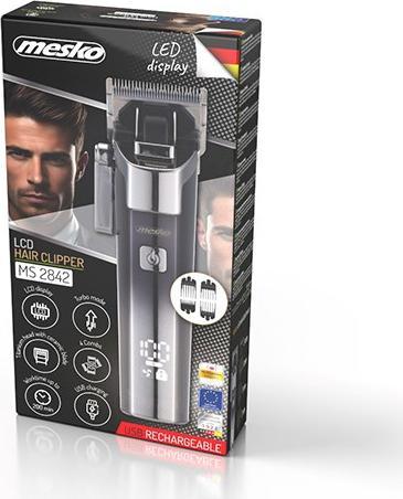 Image du produit Mesko | Tondeuse à cheveux avec écran LED | MS 2842 | Sans fil | Nombre d'étapes de longueur 8 | Gris