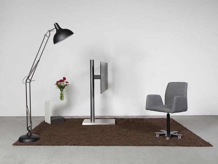 Wissmann Raumobjekte Support TV, acier inoxydable brossé, -75", 136cm x (75", 59 kg)
