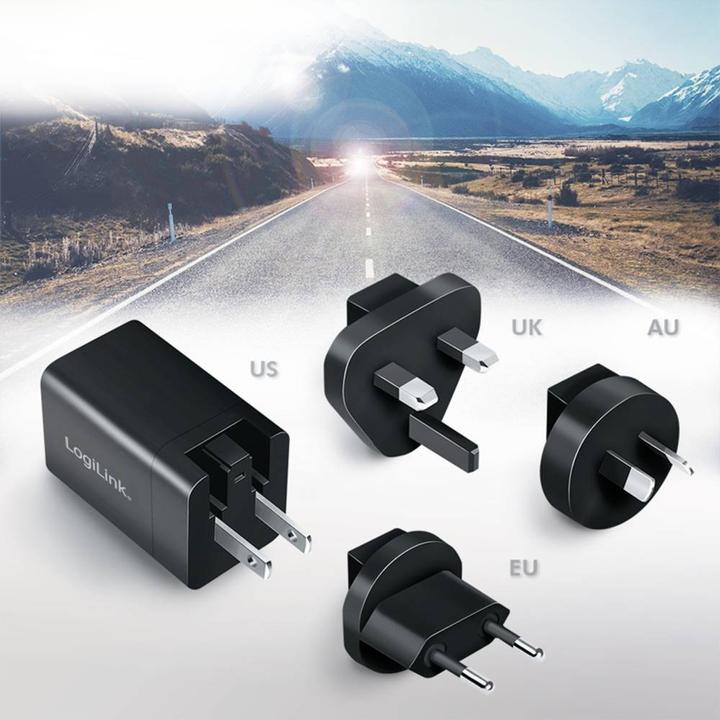 Produktbild LogiLink USB-Steckdosenreiseadapter, 1x USB-A, 1x USB-C, GaN-Technologie, 30 W (30 W)