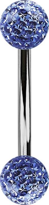 Produktbild Star Piercing Banane silber mit zwei Kristallkugeln hellblau Epoxy Schutzschicht (ohne Messing, Titan G23)