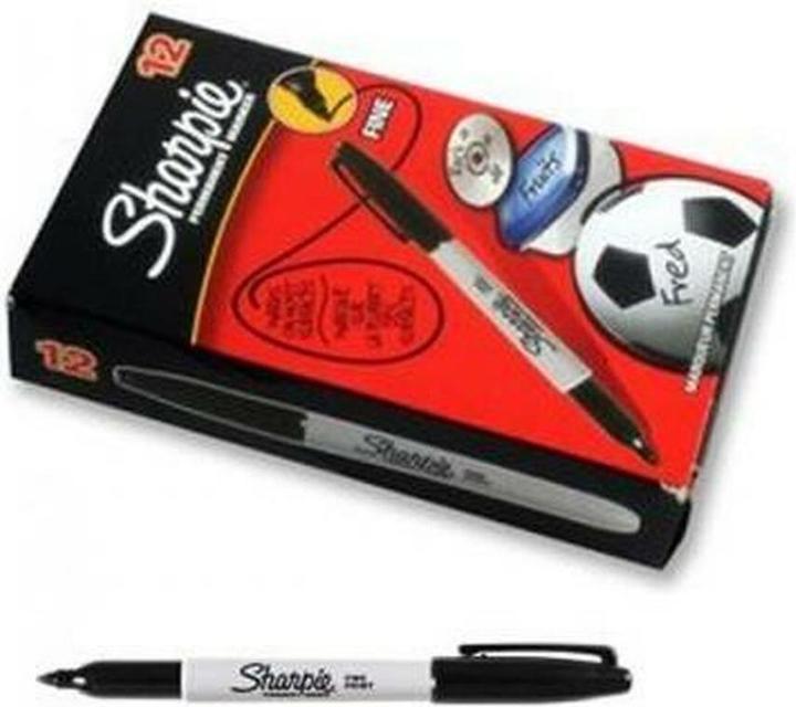 Actual product image Sharpie Permanent marker 0.9 mm bullet tip, fine, black (Black, 0.90 mm, 12 x)