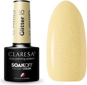 Claresa Glitter UV Nagellack 5ml - Packung mit 15 Stück (Gelb, UV-Gel Lack)