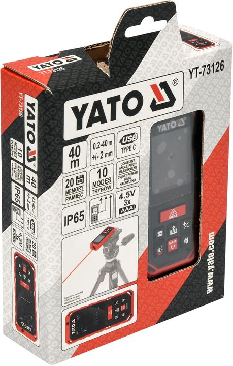 Image du produit Yato Télémètre laser professionnel 0,2-40m (40 m, 670 nm)