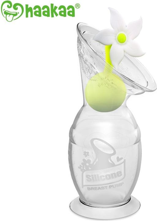 Immagine prodotto Haakaa Tiralatte con ventosa 150ml + set di tappi floreali - Bianco