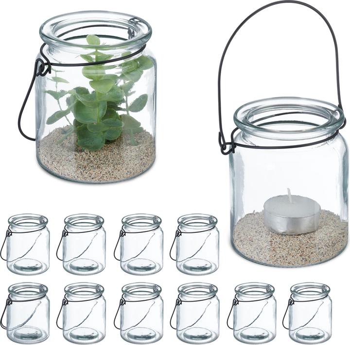 Produktbild Relaxdays 12x Windlicht (12 x, 8 x 8 x 9.5 cm)