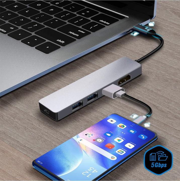 Produktbild Akashi 5 In 1 Hub: USB Type-C- Multiply The Possibilities Of Yo (USB-C)