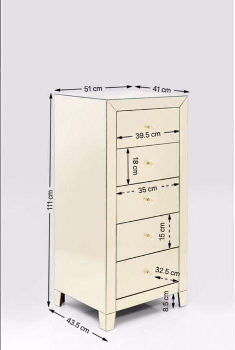 Image du produit Designlife Commode haute Luxury Champagne 5-tiroirs (49 x 41 x 110 cm)