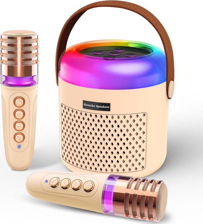 Pmgud Karaoke Maschine für Kinder mit Mikrofon & LED-Licht