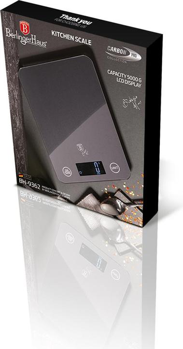 Actual product image BerlingerHaus Digital Kitchen Scale max. 5 kg Metallic Line Carbon Pro Edition