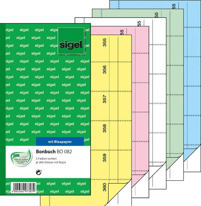 Produktbild Sigel Bonbuch, 5x 360 Abrisse (360 x)