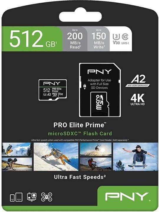 Produktbild PNY microSD Pro Elite Prime 512GB (512 GB, microSD)