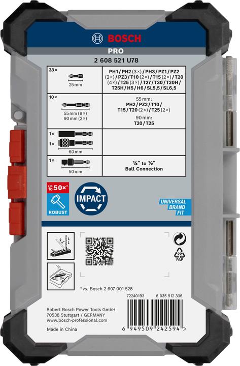 Actual product image Bosch Professional Zubehör PRO Impact Schrauberbit-Set (T27, PH2, 5.5 mm, H6, T20H, PZ2, PH1, T10, T15, PZ1, T20, PH3, PZ3, H5, T25, 6.5mm, T30)