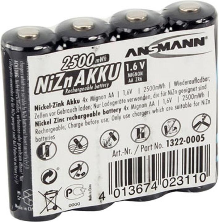 Actual product image Ansmann NiZN battery (4 pcs., AA, 1500 mAh)