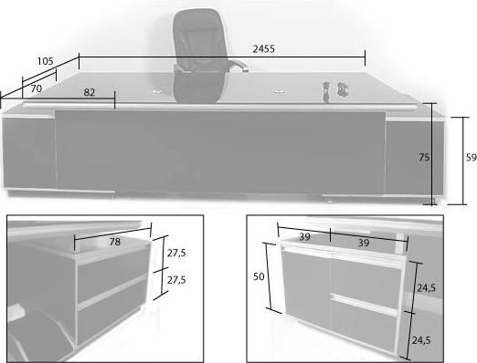 Actual product image Jet-Line KEHL desk in white (245 x 105 x 75 cm)