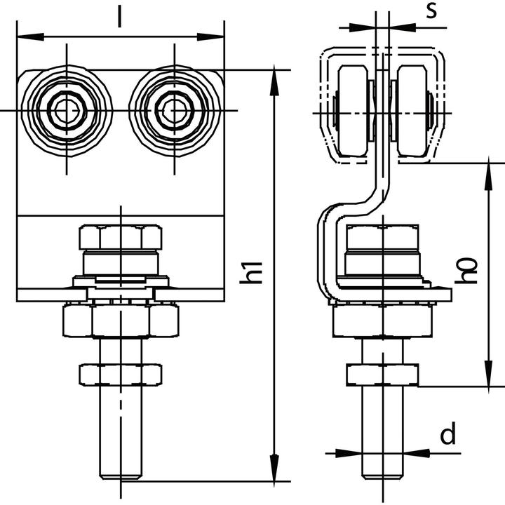 Actual product image Helm Rolling attachment 386 two-pair with pivot bearing, galvanised steel, yellow