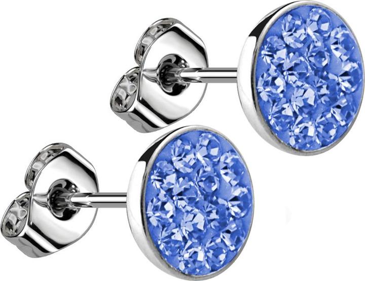 Produktbild Star Piercing Ohrstecker silber Teller Kristall hellblau (ohne Messing, Chirurgenstahl 316L)