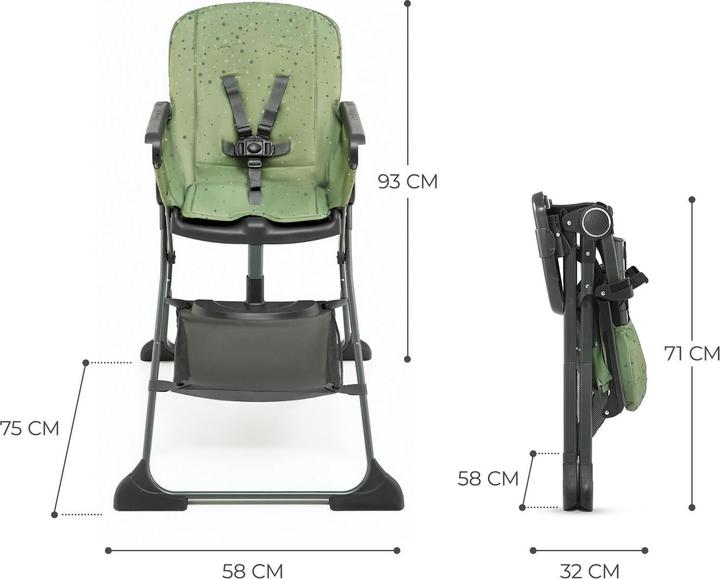 Actual product image KinderKraft Foldee high chair green (High chair booster seat)