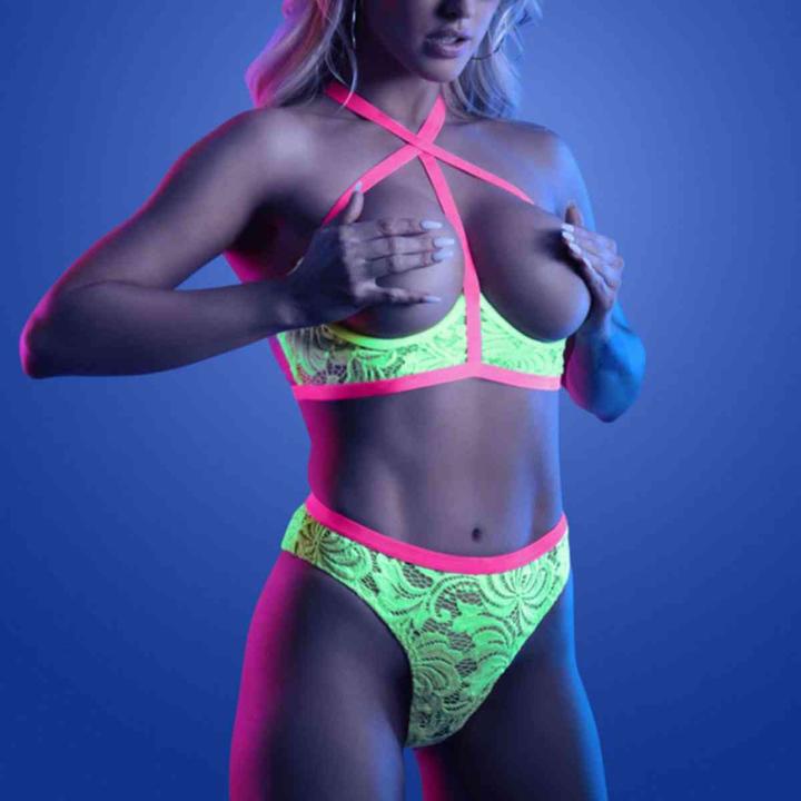 Produktbild Glow PERSUASIVE Offener CupBH und Slip Neongrün (46, 52)