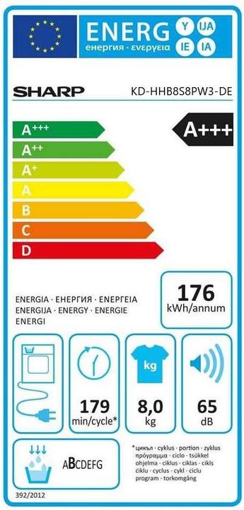 Etichetta energetica Sharp KD-HHB8S8PW3-DE (8 kg, A destra)