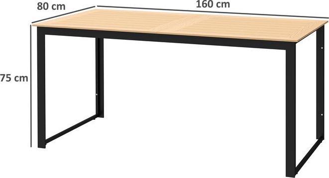Image du produit Swisshandel24 Gartentisch für 6 Personen 160x80 cm Holzoptik Lamellendesign, Teak (80 cm)