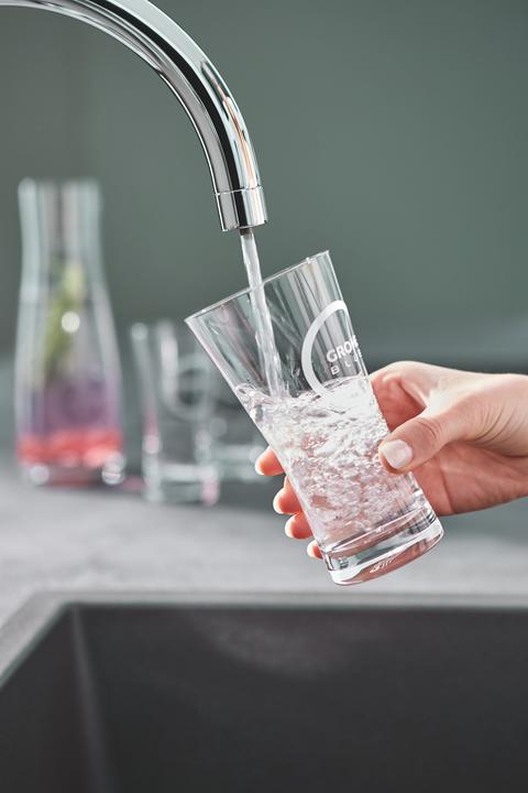 Actual product image Grohe Kitchen faucet with filter function Blue glossy chrome 30385000
