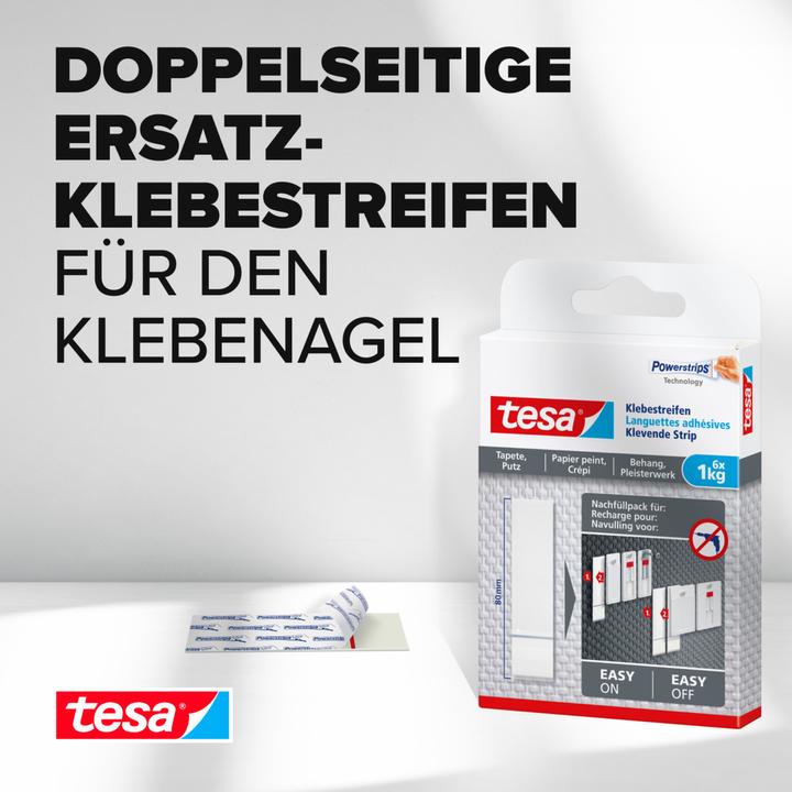 Actual product image tesa Powerstrips for wallpaper & plaster, 1kg holding power, 6x double-sided adhesive strips