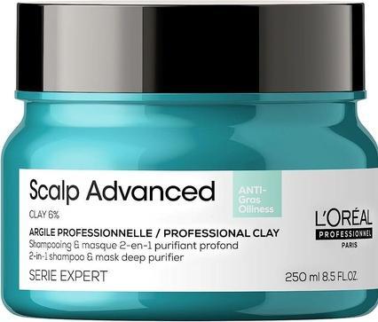 L'Oréal Paris LÂ'Oréal Professionnel - Shampoo and mask for oily scalp 2 in 1 Scalp Advanced (Anti-Oiliness 2-in- (250 ml, Flüssiges Shampoo)