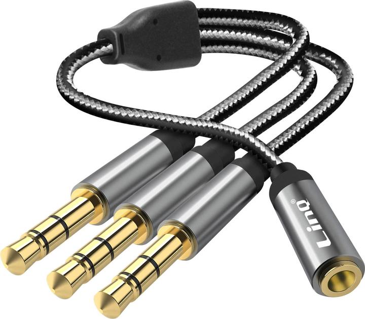 Immagine prodotto LinQ Connettore jack da 3,5 mm femmina a 3x connettore jack da 3,5 mm maschio (Jack da 3.5mm, Jack da 3.5mm)