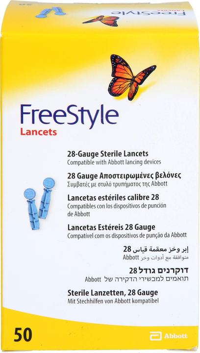 Actual product image AMO FreeStyle sterile lancets, 28 gauge compatible with Abbott lancing devices, 50 pcs. Accessories (Lancets)