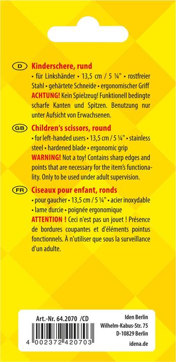 Energy Label Idena Children's scissors round 5 1/4",for left-handers (13.50 cm)