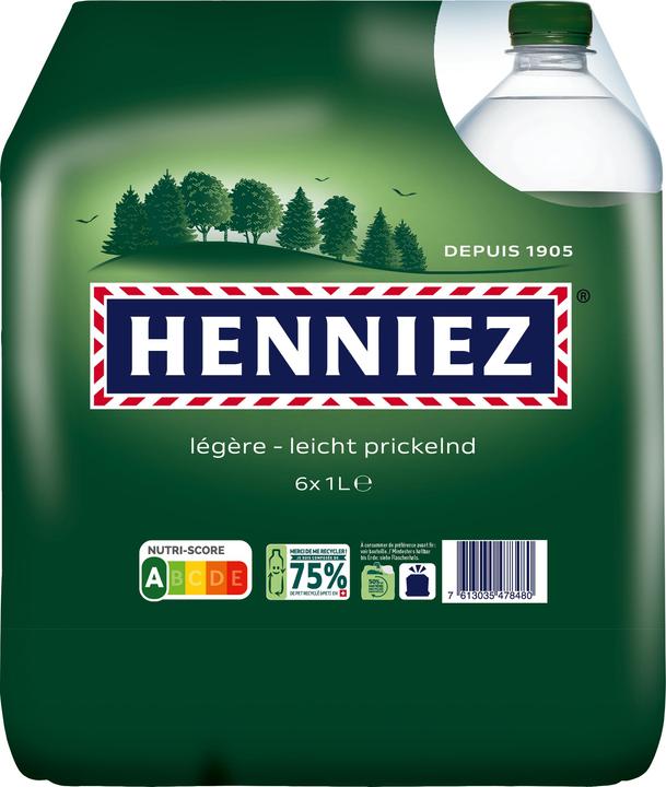 Image du produit Henniez vert eau min?rale? faible teneur en acide carbonique 1 l, paquet de? 6 bouteilles (6 x 100 cl)