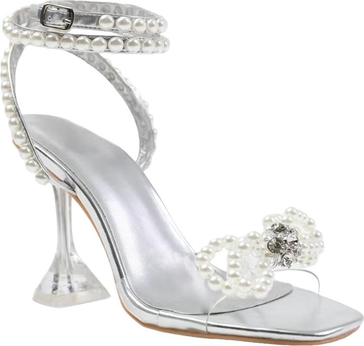 Actual product image Where's That From Womens/Ladies Topaz Faux Pearl Metallic High Heels (38)