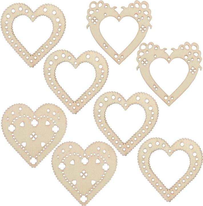 Natura Punto 8 ornaments made of wood, hearts