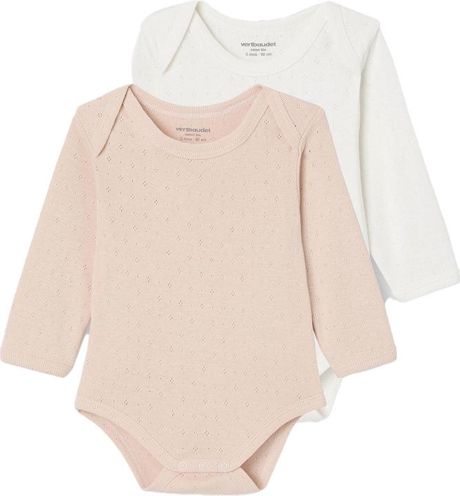 Vertbaudet Bio-Kollektion: 2er-Pack Baby Langarmbodys mit zartem Lochmuster