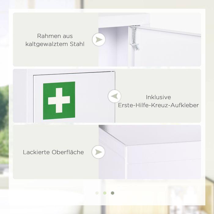 Produktbild Swisshandel24 Medizinschrank, abschliessbar, Einlegeböden, Stahlgehäuse, 30x14x46 cm, Weiss